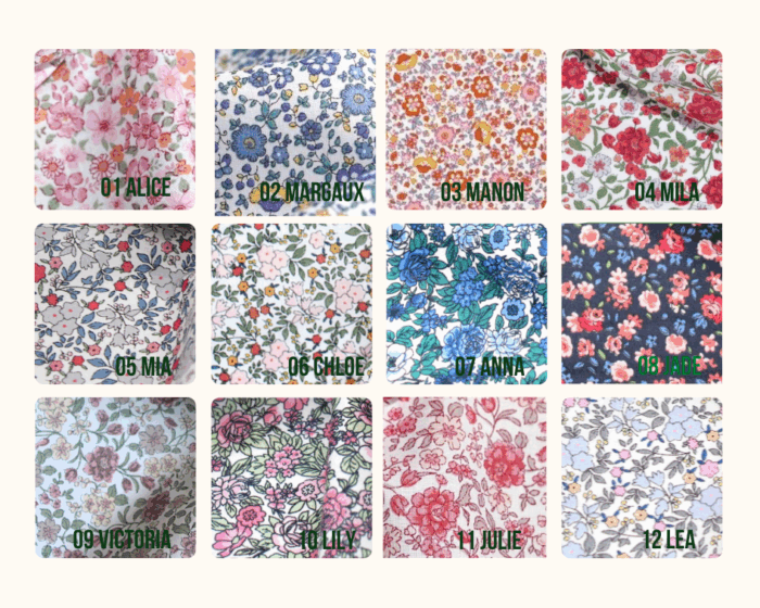 Mouchoir Bio en tissu Fleuri, 45 coloris fleuris – Image 3