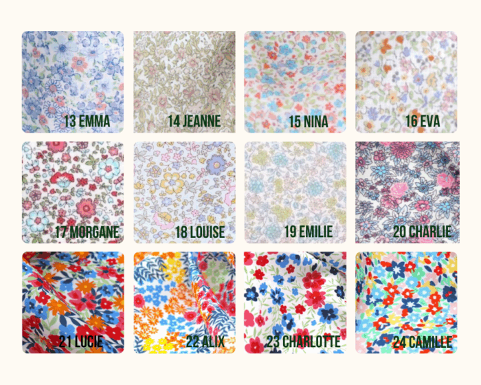 Mouchoir Bio en tissu Fleuri, 45 coloris fleuris – Image 4