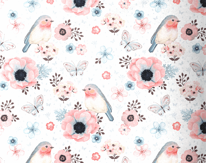 Mouchoir Enfants en coton Oiseaux Fleurs – Image 3