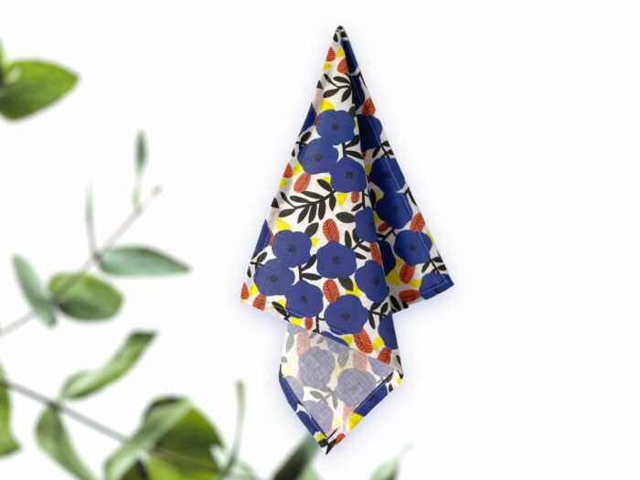 Serviette de table Fleurs Bleues en coton bio