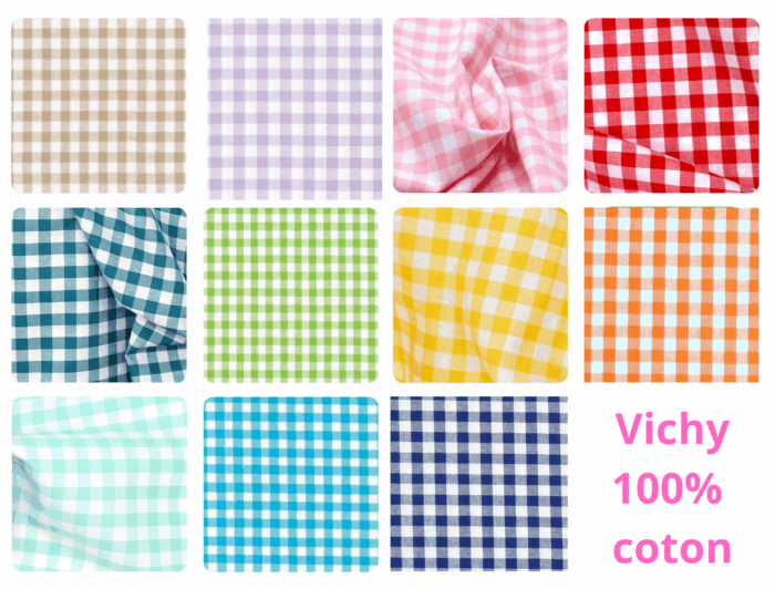 Bavoir maternelle personnalisé brodé prénom, Vichy, 11 coloris – Image 3