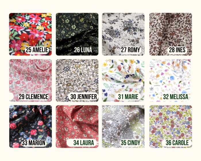 Mouchoir Bio en tissu Fleuri, 45 coloris fleuris – Image 5