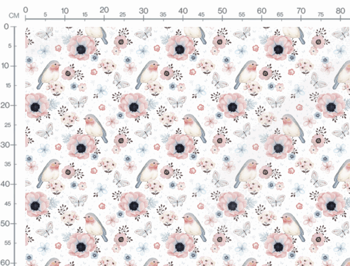 Tissu Imprimé Oiseaux Fleurs, 7 tissus au choix – Image 3