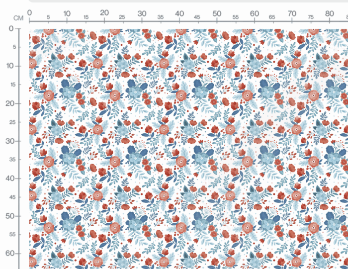 Tissu Fleuri Imprimé Coquelicots Rouge et Bleu , 7 tissus au choix – Image 2