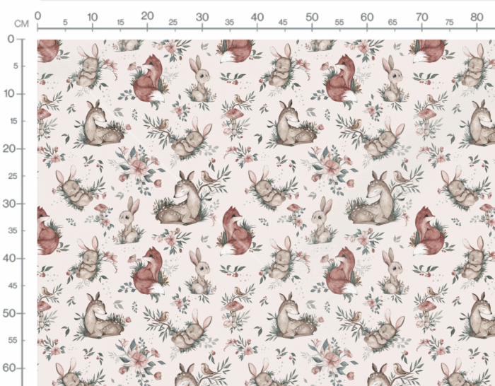 Tissu Imprimé Animaux Mignons de la Forêt Crème, 10 tissus au choix – Image 2