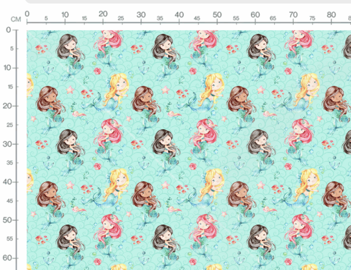 Tissu Imprimé Sirènes Bleu, 7 tissus au choix – Image 2