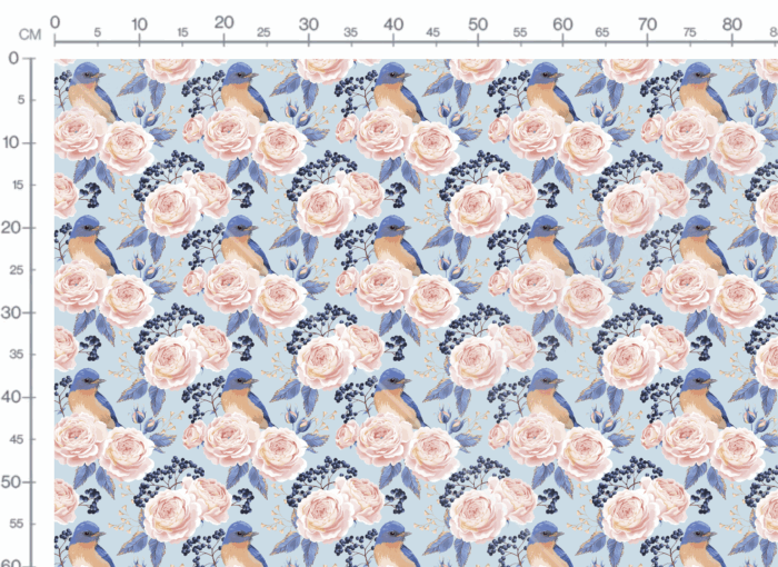 Tissu Imprimé Fleuri Oiseaux Bleu, 7 tissus au choix – Image 3