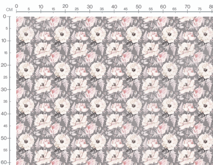 Tissu Imprimé Fleuri Roses Gris, 7 tissus au choix – Image 3