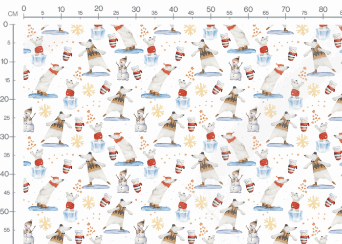 Tissu Imprimé Hiver Animaux Neige, 7 tissus au choix – Image 2
