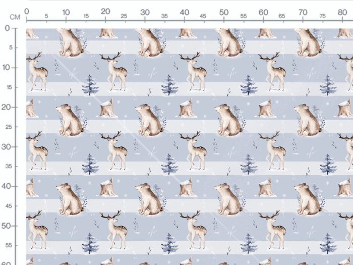 Tissu Imprimé Hiver Animaux Rayé, 7 tissus au choix – Image 3
