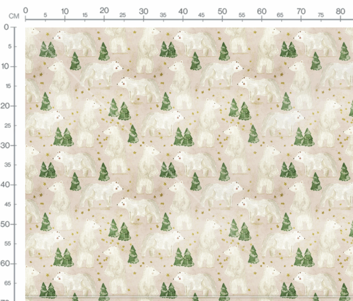 Tissu Imprimé Hiver Ours Blanc, 7 tissus au choix – Image 2