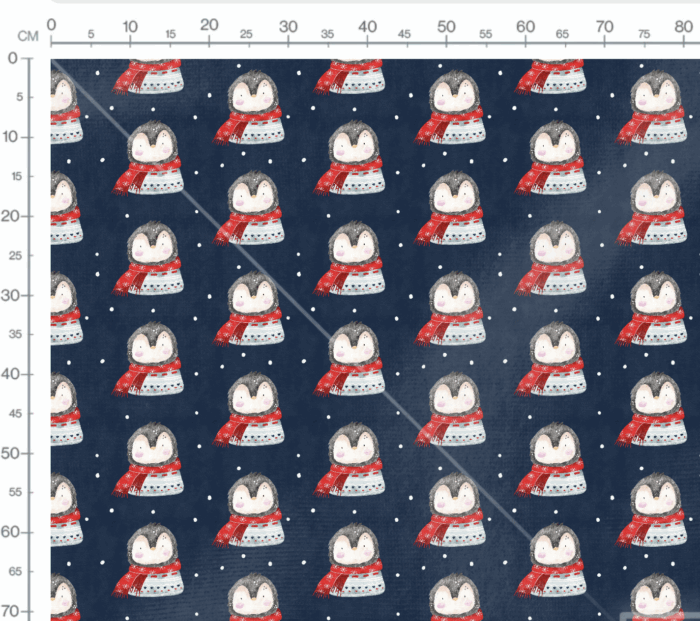 Tissu Imprimé Hiver Pingouin Adorable Bleu Marine, 7 tissus au choix – Image 2