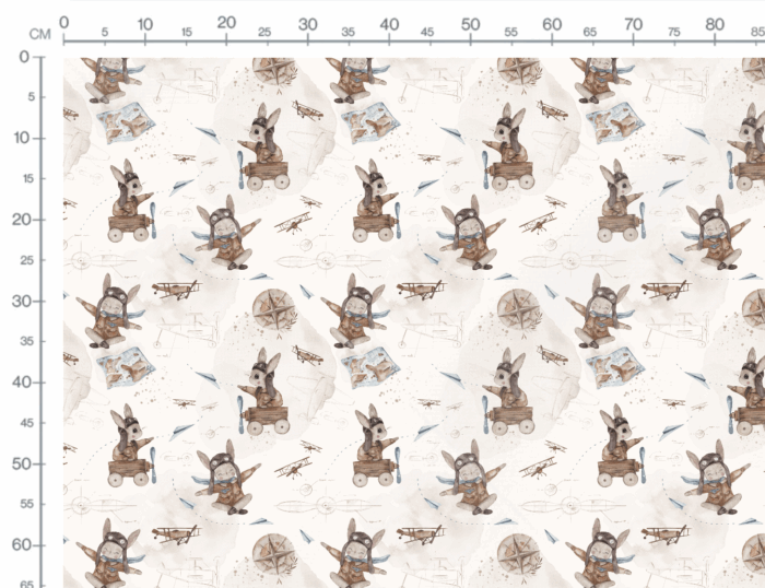 Tissu Imprimé Lapin Mignon Avion, 7 tissus au choix – Image 3