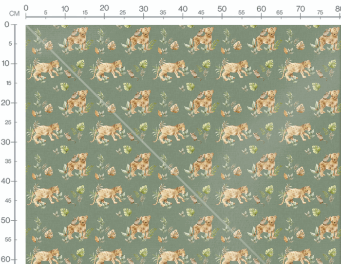 Tissu Imprimé Lionceau Souris Vert, 7 tissus au choix – Image 2