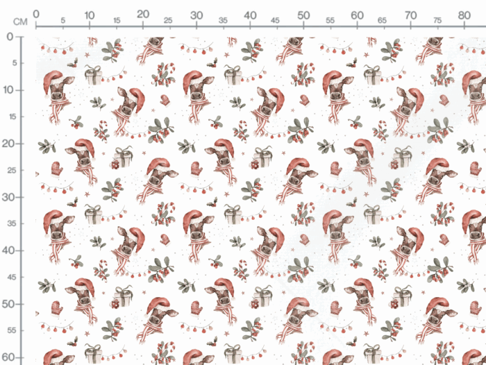 Tissu Imprimé Noel Vache Rigolote, 7 tissus au choix – Image 3