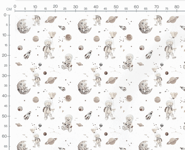 Tissu Imprimé Ourson Espace Blanc, 7 tissus au choix – Image 3