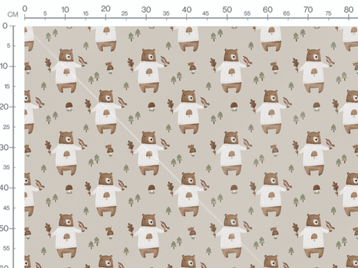Tissu Imprimé Ourson Oiseau, 7 tissus au choix – Image 3