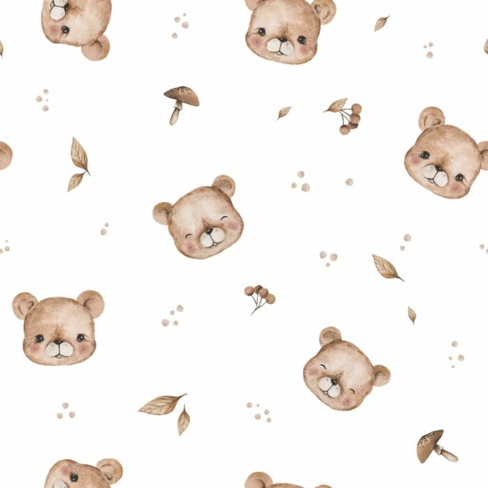 Tissu Imprimé Petit Ourson Adorable, 10 tissus au choix
