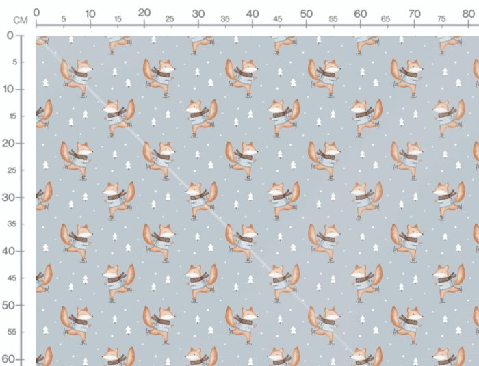 Tissu Imprimé Renard Patins a Glace Bleu, 11 tissus au choix – Image 3