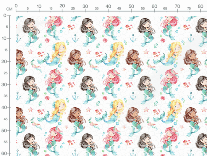 Tissu Imprimé Sirènes Blanc, 7 tissus au choix – Image 3