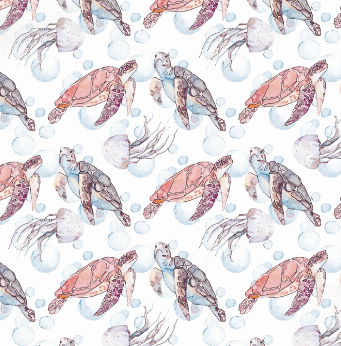 Tissu Imprimé Tortue Rose, 7 tissus au choix