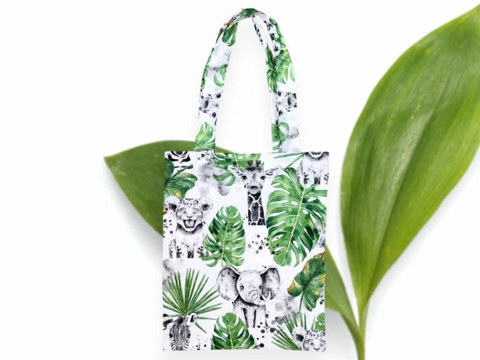Tote bag Enfant Safari Monstera, pièce unique