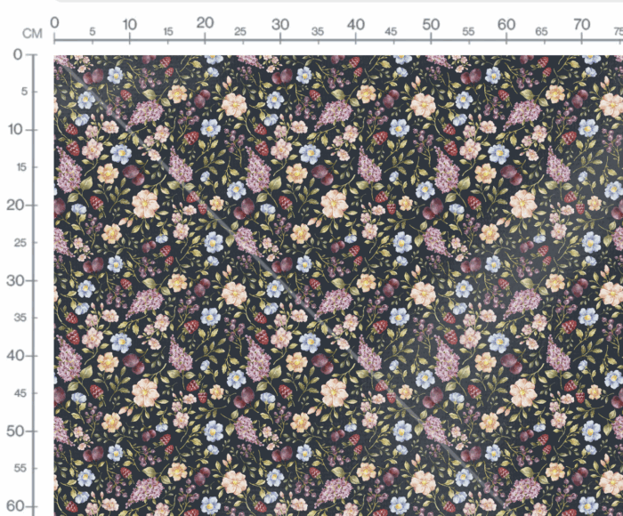 Tissu Imprimé Fleurs et Fruits Nuit, 7 tissus au choix – Image 3