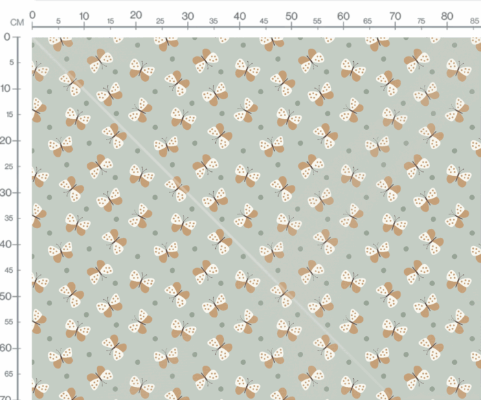 Tissu Imprimé Papillons Caramel Menthe, 10 tissus au choix – Image 2