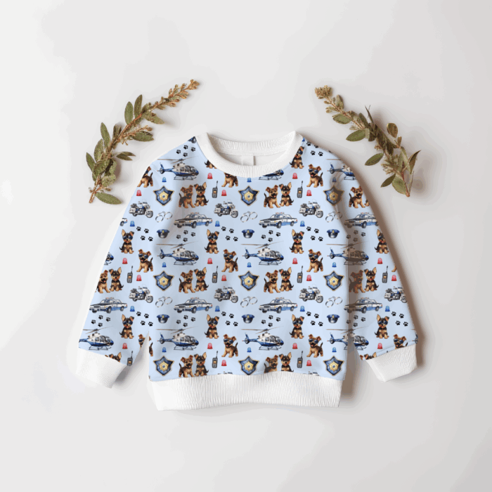 Tissu Exclusif Police Chiens Bleu, 7 tissus au choix – Image 4