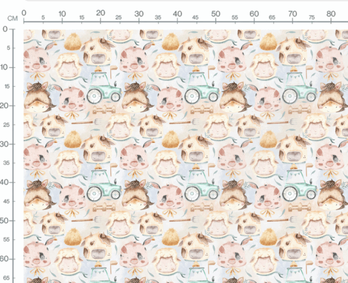Tissu Imprimé Animaux Mignons a la Ferme Pastel, 10 tissus au choix – Image 3