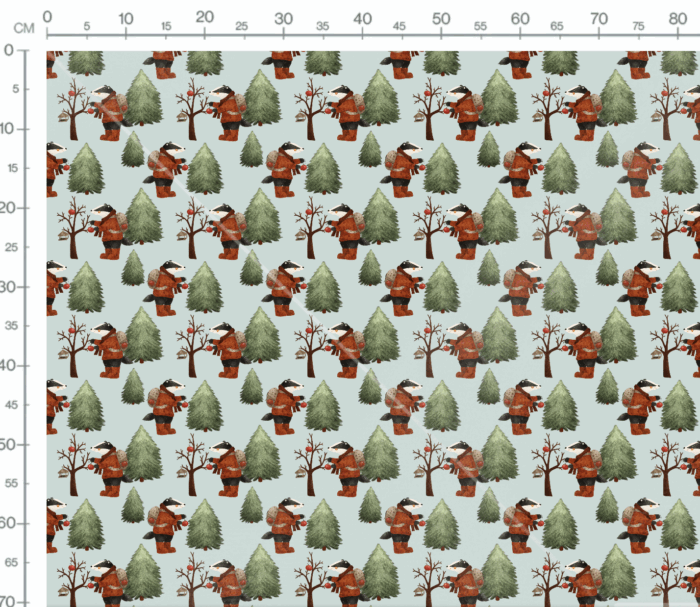 Tissu Imprimé Blaireau Mignon Sapin Menthe, 10 tissus au choix – Image 2