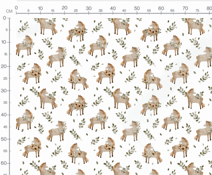 Tissu Imprimé Cheval Mignon Fleurs, 7 tissus au choix – Image 3