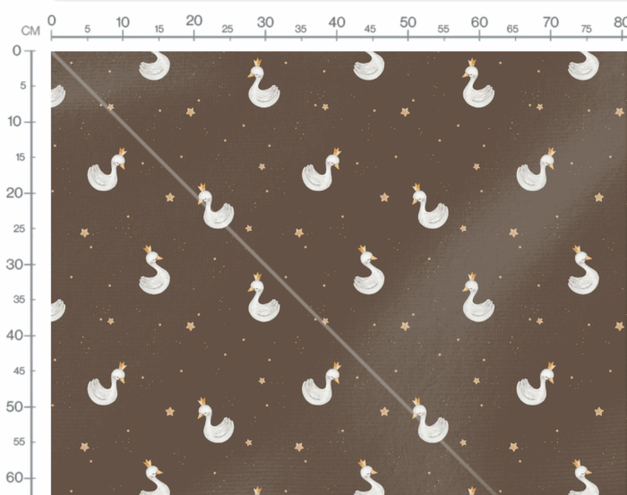Tissu Imprimé Cygne Princesse Étoiles Chocolat, 7 tissus au choix – Image 3