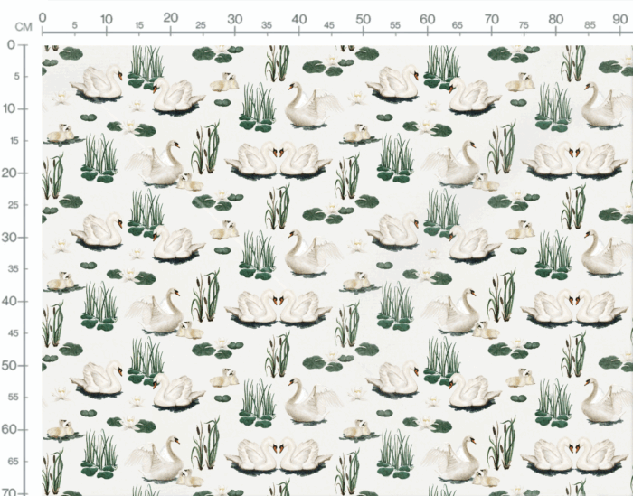 Tissu Imprimé Cygne Vintage Blanc, 7 tissus au choix – Image 2