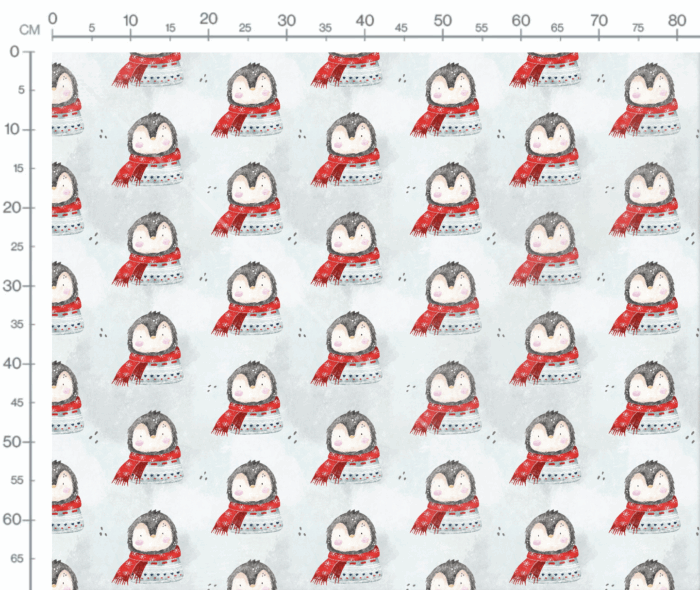 Tissu Imprimé Hiver Pingouin Adorable Ciel, 7 tissus au choix – Image 3