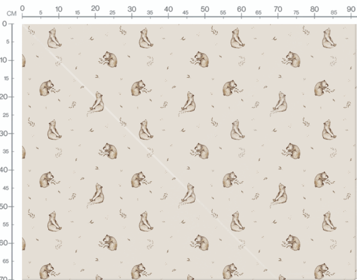 Tissu Imprimé Ourson Adorable Brindilles Crème, 11 tissus au choix – Image 3