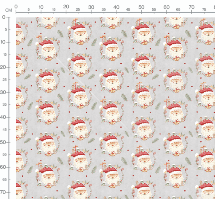 Tissu Imprimé Père Noel Gris, 7 tissus au choix – Image 3