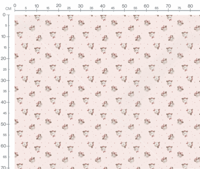 Tissu Imprimé Petit Ourson Fille Rose, 7 tissus au choix – Image 3