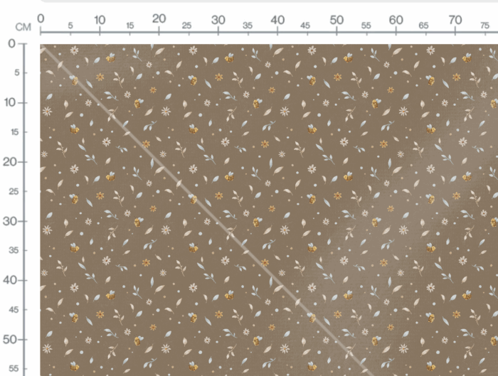Tissu Imprimé Petites Fleurs et Abeilles Café, 7 tissus au choix – Image 3