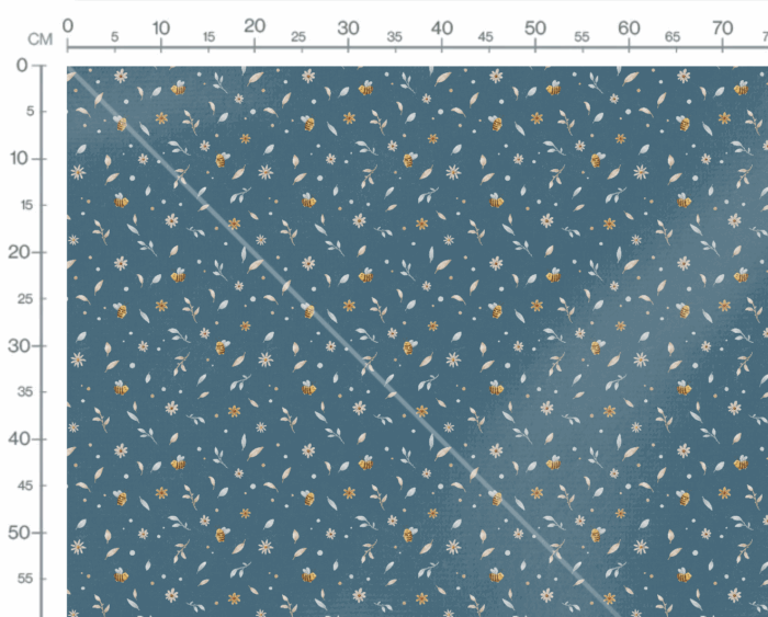 Tissu Imprimé Petites Fleurs et Abeilles Bleu, 7 tissus au choix – Image 3