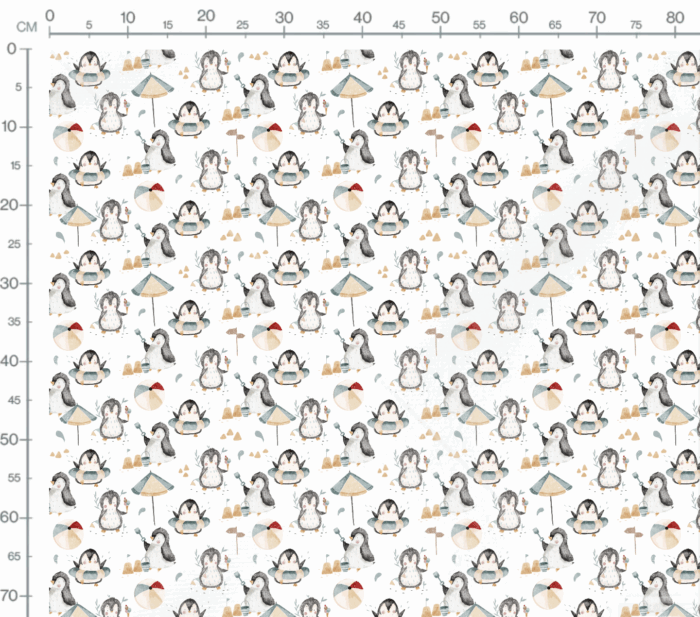 Tissu Imprimé Pingouin Adorable Plage Blanc, 7 tissus au choix – Image 3
