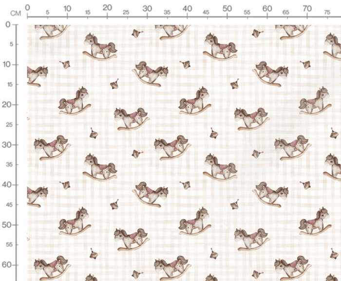 Tissu Imprimé Bébé Jouets Vichy, 7 tissus au choix – Image 2