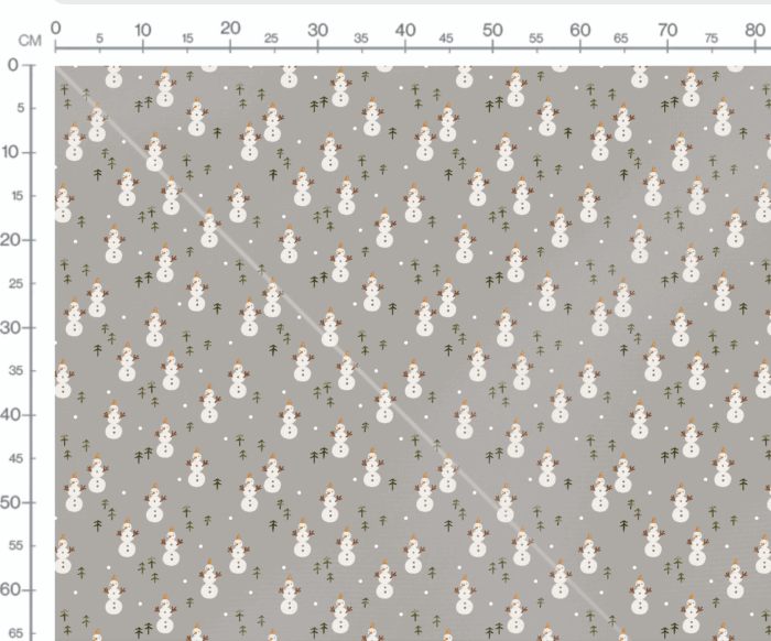 Tissu Imprimé Bonhomme de Neige Gris, 7 tissus au choix – Image 3