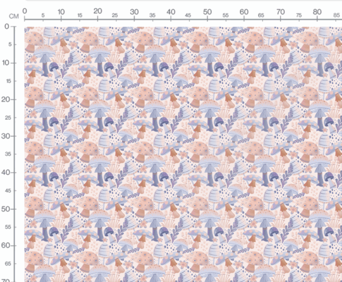 Tissu Imprimé Champignons Bleu Rose, 7 tissus au choix – Image 2