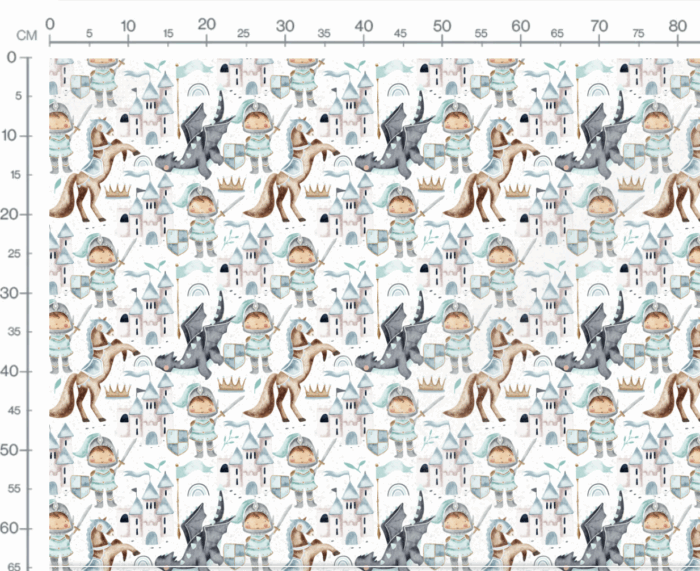 Tissu Imprimé Chevalier et Dragon, 7 tissus au choix – Image 3