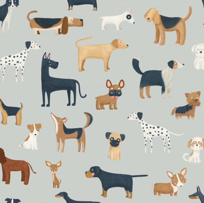 Tissu Imprimé Chiens Copains, 8 coloris et 10 tissus au choix