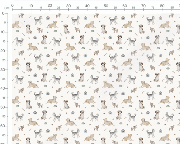 Tissu Imprimé Chiens Mignons Crème, 7 tissus au choix – Image 3