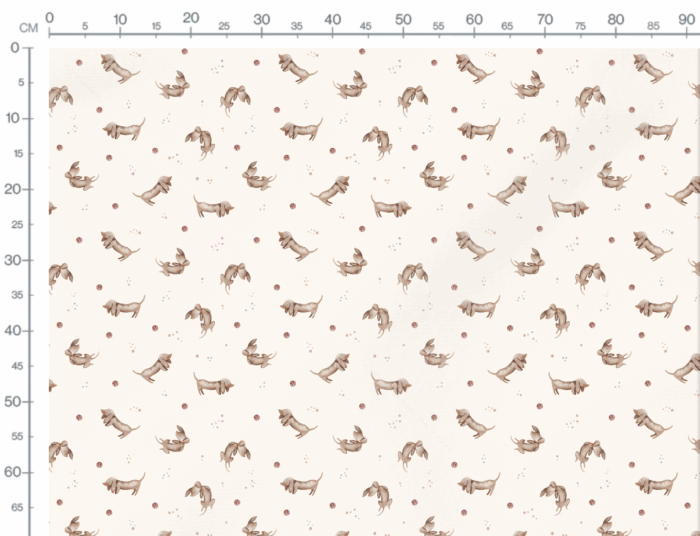 Tissu Imprimé Chiots Mignons Crème, 7 tissus au choix – Image 3