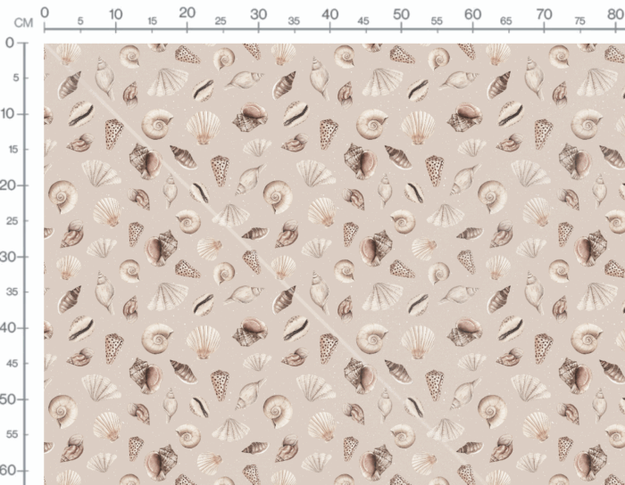 Tissu Imprimé Coquillages Beige, 7 tissus au choix – Image 3
