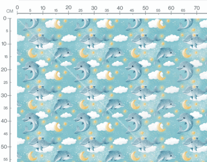 Tissu Imprimé Dauphin Mignon Bleu, 7 tissus au choix – Image 3